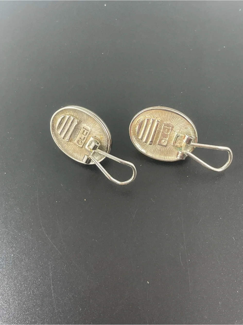 Classic Two-Tone Oval Clip-On Earrings - Silver & Gold - Picture 3 of 3